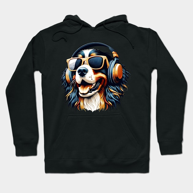 American Water Spaniel Smiling DJ: Euphonic Waves, Joyful Gaze Hoodie by ArtRUs